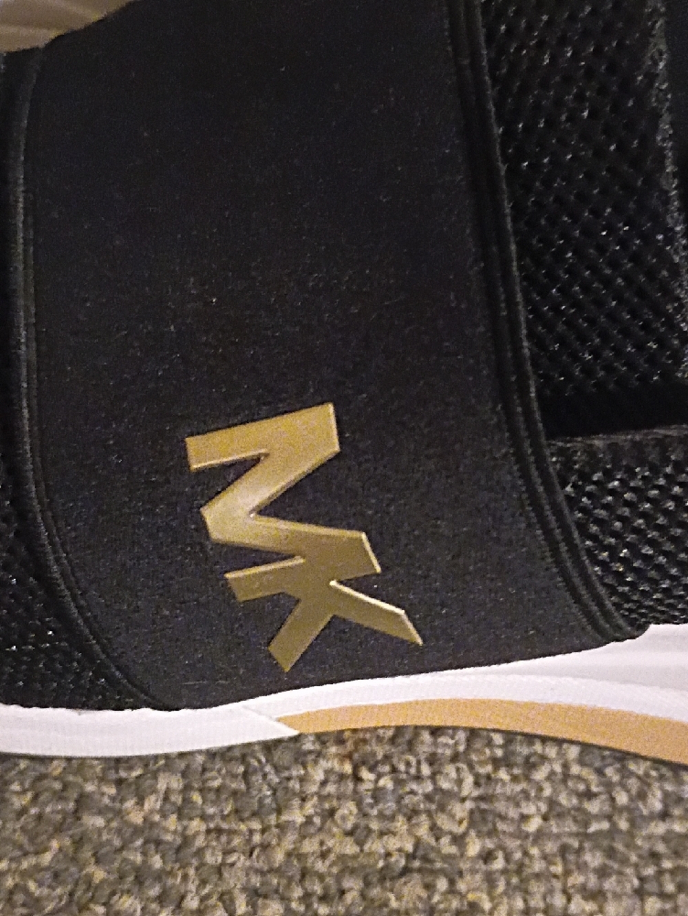 Michael Kors Felix Black Slip-On Sneakers with Gold Accent Wedge Heel Size 9.5 - Picture 10 of 11